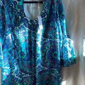 Trina Turk Blue Relaxed Ruffled Mini Dress